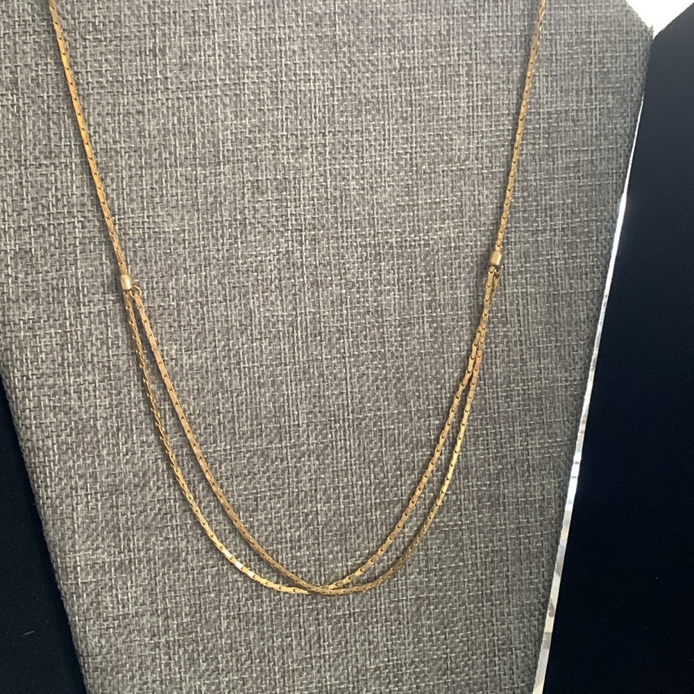 Two Gold Tone Necklaces - faux pearl & Adjustable Necklace‎ - Picture 7 of 8